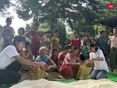 မင်းပြားကရေဘေးဒဏ်ခံခဲ့ရတဲ့ ကျေးရွာ ၁၃ ရွာကို ရခိုင်လူမှုအဖွဲ့အစည်းတွေစုပေါင်းကာ စားနပ်ရိက္ခာနဲ့ ထောက်ပံ့ပစ္စည်းတွေ လှူဒါန်း