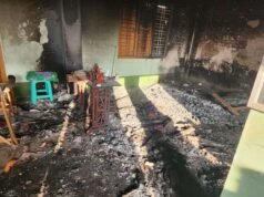 စစ်ကောင်စီတပ်က မီးရှို့ဖျက်ဆီးခဲ့တဲ့ နောင်ချိုမြို့နယ်က အုမ္မတီးကျေးရွာမှာ ဒေသခံနေအိမ် (၂၀)ခန့် မီလောင်ပျက်စီး