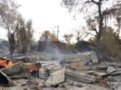 ကျောက်ဖြူက ကြတ္တိန်ကျေးရွာကို စစ်ကောင်စီကထပ်မံ ဗုံးကြဲလို့ နေအိမ်တွေ မီးလောင်ပျက်စီး